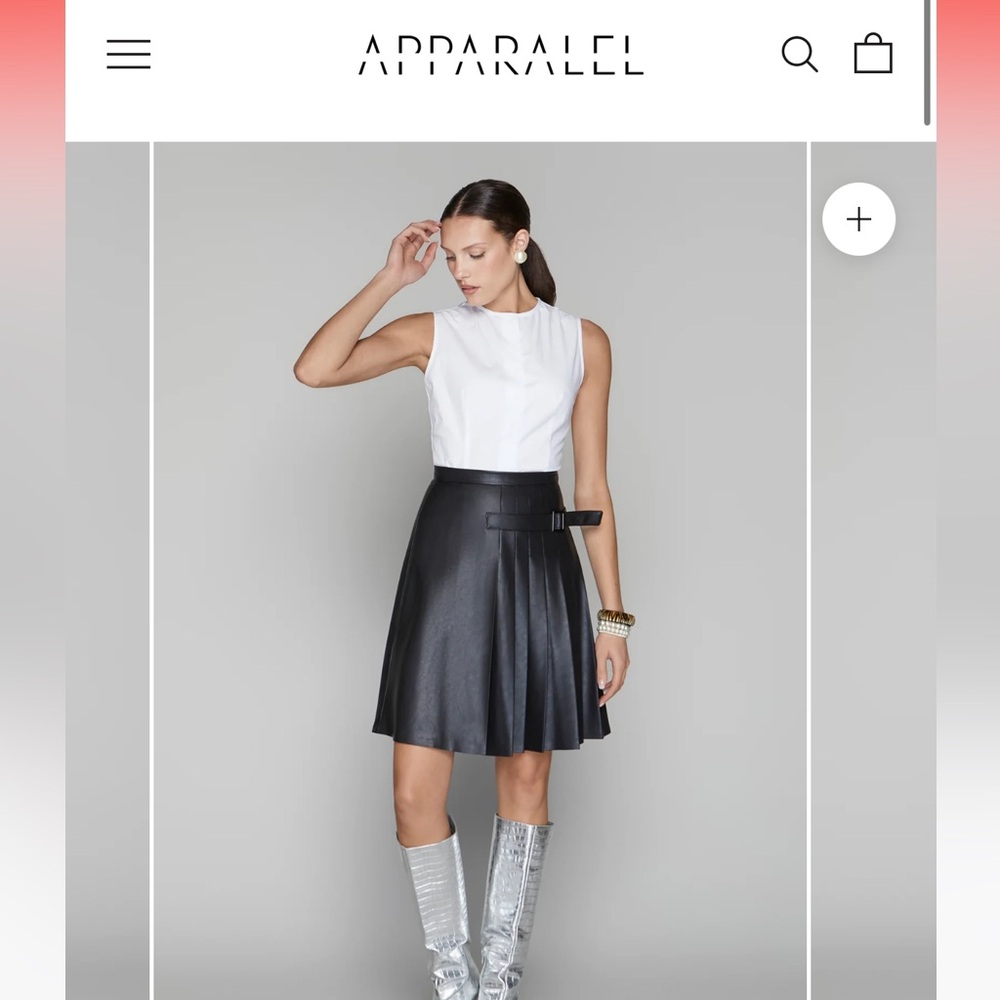 Apparalel leather pleated skirt